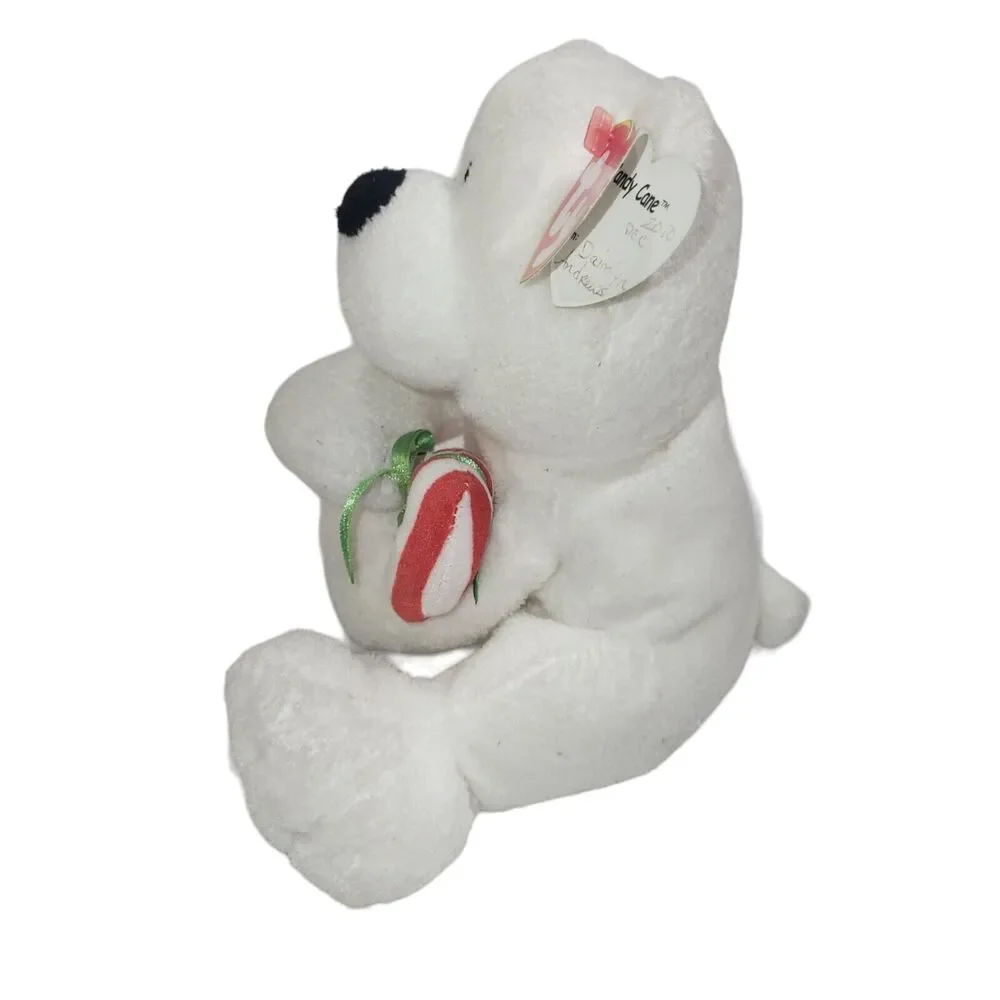 Ty Pluffies Plush Candy Cane Christmas Polar Bear Tylux Stuffed Animal 2005 8